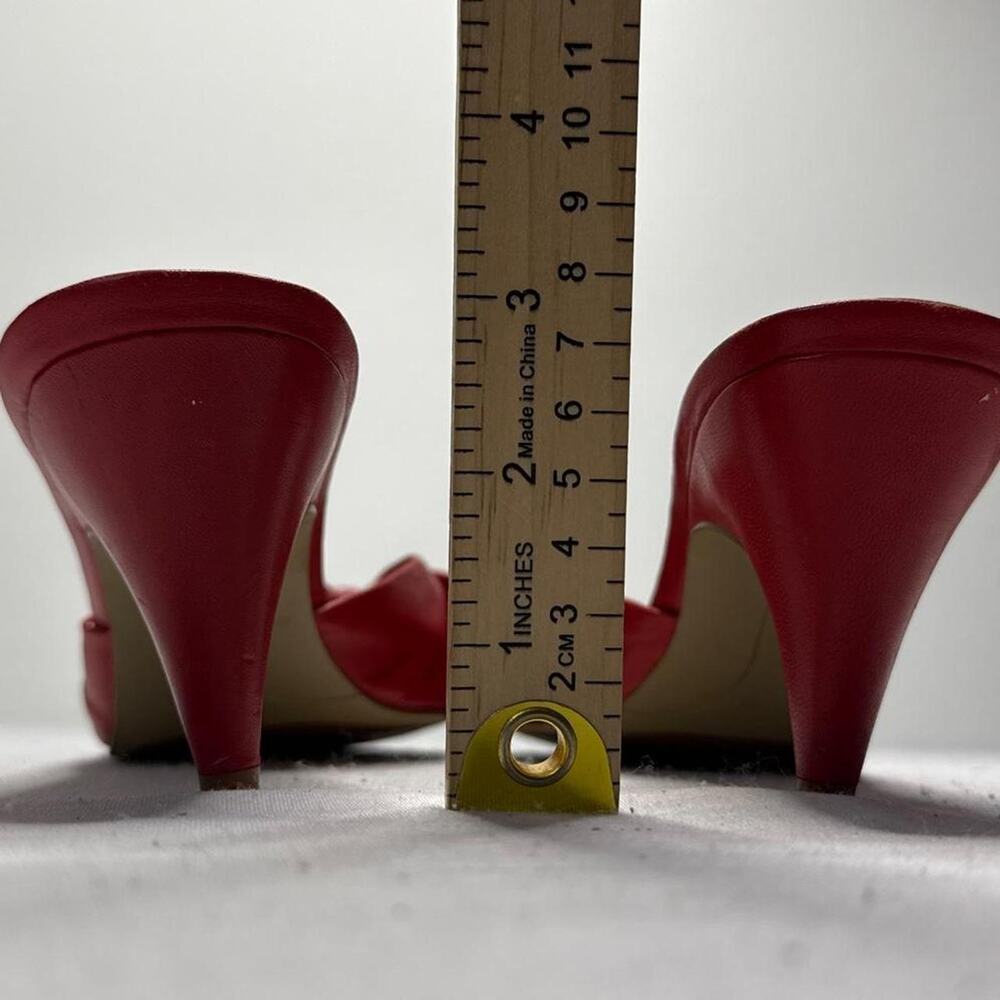 Y2K Red Leather Bow Mules / kitten heels Nine West size 7.5 - Picture 8 of 8